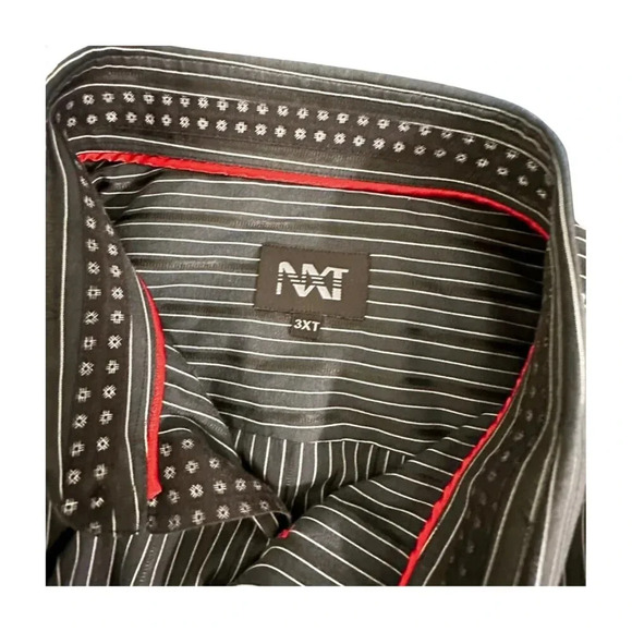 NXT Black Gray Stripe Shirt Size 3X  TALL LS Big Man - Picture 5 of 9